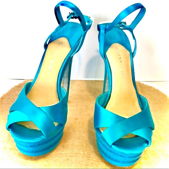Gianni Bini Shoes - GIANNI BINI TURQUOISE PLATFORM HEELS WITH BLING